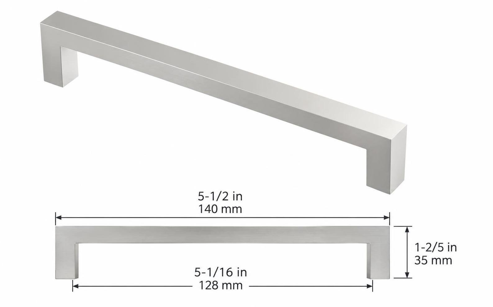 10 - Bar Pull 5-1/16 in Center-to-Center Stainless Steel Cabinet Pull 5-1/2 in - Image 5