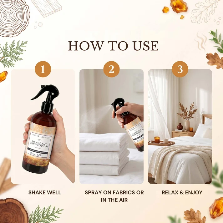 Abbey & Sullivan "Mahogany Teakwood" Luxury Room & Linen Spray Long Lasting 16oz - Image 5