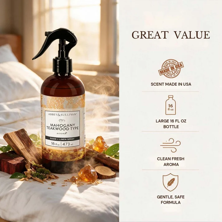Abbey & Sullivan "Mahogany Teakwood" Luxury Room & Linen Spray Long Lasting 16oz - Image 6