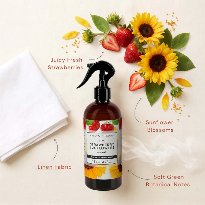 New Abbey & Sullivan "Strawberry Sunflowers" Luxury Room & Linen Spray 16 oz - Image 3