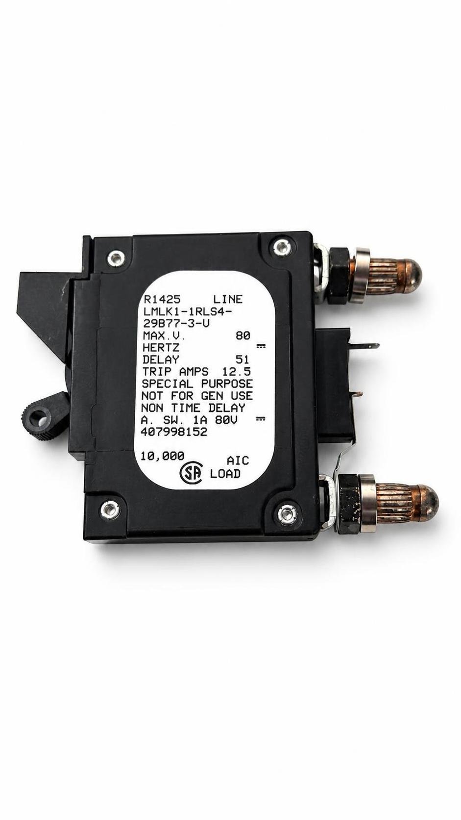 Airpax LMLK1-1RLS4-29877-3-V Bullet Breaker 10A 80V 407998152 - Tested