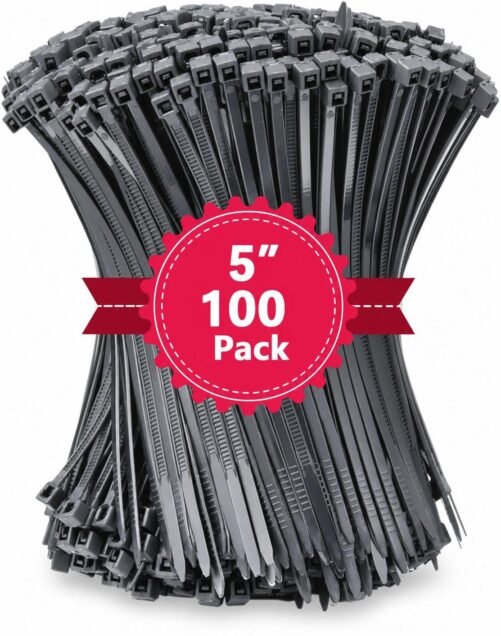 100 Heavy Duty Gray 5" Inch Nylon Cable Wire Zip Ties 40 LBS UV -40℉ to +185℉