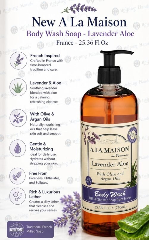 New A La Maison Body Wash Soap - Lavender Aloe - France - 25.36 Fl Oz