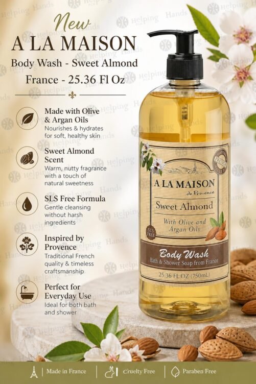 New A La Maison Body Wash Soap - Sweet Almond - France - 25.36 Fl Oz