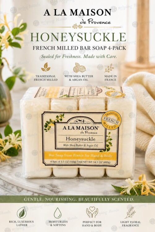 A La Maison de Provence - Honeysuckle - French Milled Bar Soap 4-Pack ~ Sealed