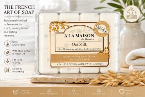 A La Maison de Provence - Oat Milk - French Milled Bar Soap 4-Pack ~ Sealed