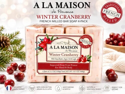 A La Maison de Provence - WINTER CRANBERRY - French Milled Bar Soap 4-Pack