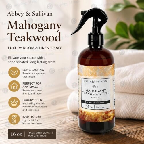 Abbey & Sullivan "Mahogany Teakwood" Luxury Room & Linen Spray Long Lasting 16oz