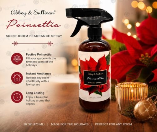 Abbey & Sullivan Poinsettia Scent Room Fragrance Spray 16 oz Holiday Long Last