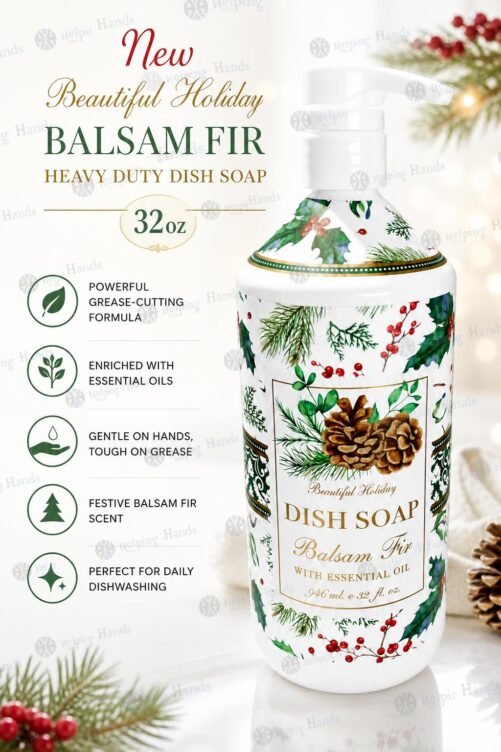 New Beautiful Holiday - Balsam Fir - Heavy Duty Dish Soap 32 oz