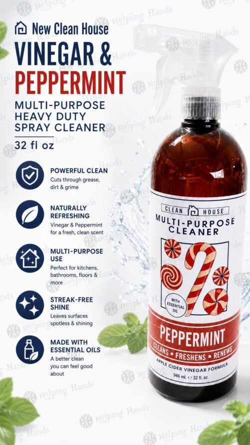 Clean House Vinegar & Peppermint Multi-Purpose Heavy Duty Spray Cleaner 32 fl oz