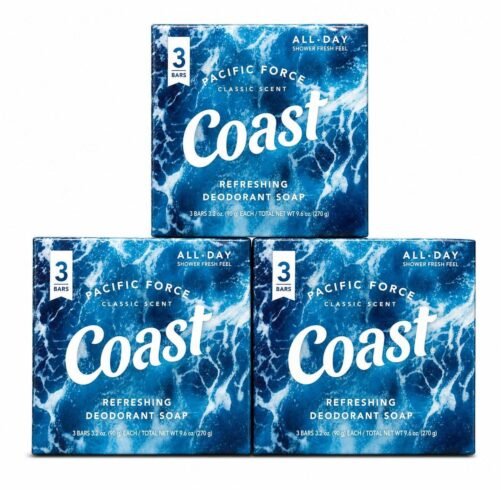 9 Bars Coast Classic Scent Pacific Force 3.2oz Refreshing Deodorant Bar Soap
