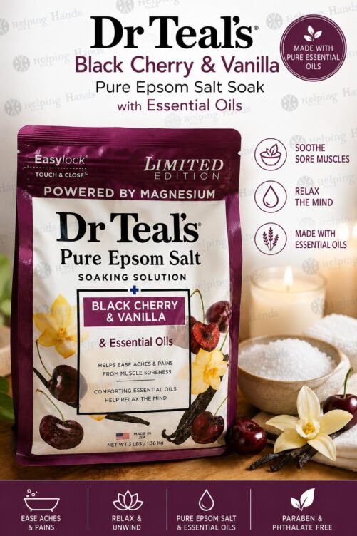 Dr Teals Black Cherry Vanilla Pure Epsom Salt Soak Solution, Relax & Relief 3 LBS