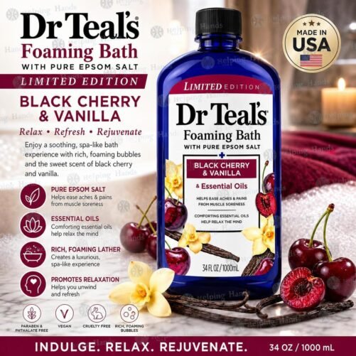 Dr Teal’s Black Cherry & Vanilla Foaming Epsom Bath Wash Limited Edition 34oz