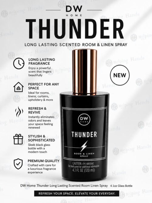 DW Home Thunder Long Lasting Scented Room Linen Spray 4.1oz Glass Bottle