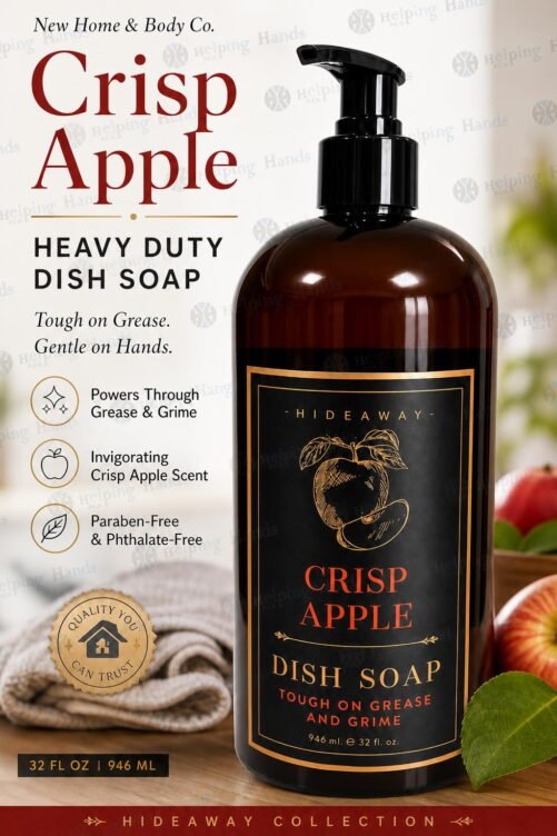 New Home & Body Co. Crisp Apple Heavy-Duty Dish Soap 32 fl oz Hideaway