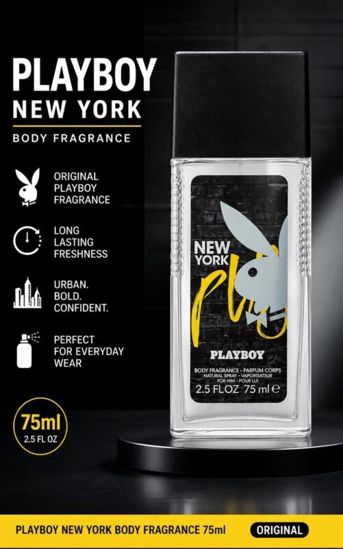 Playboy New York Body Fragrance Spray 75ml, Original. 2.5 fl oz - Made in Spain