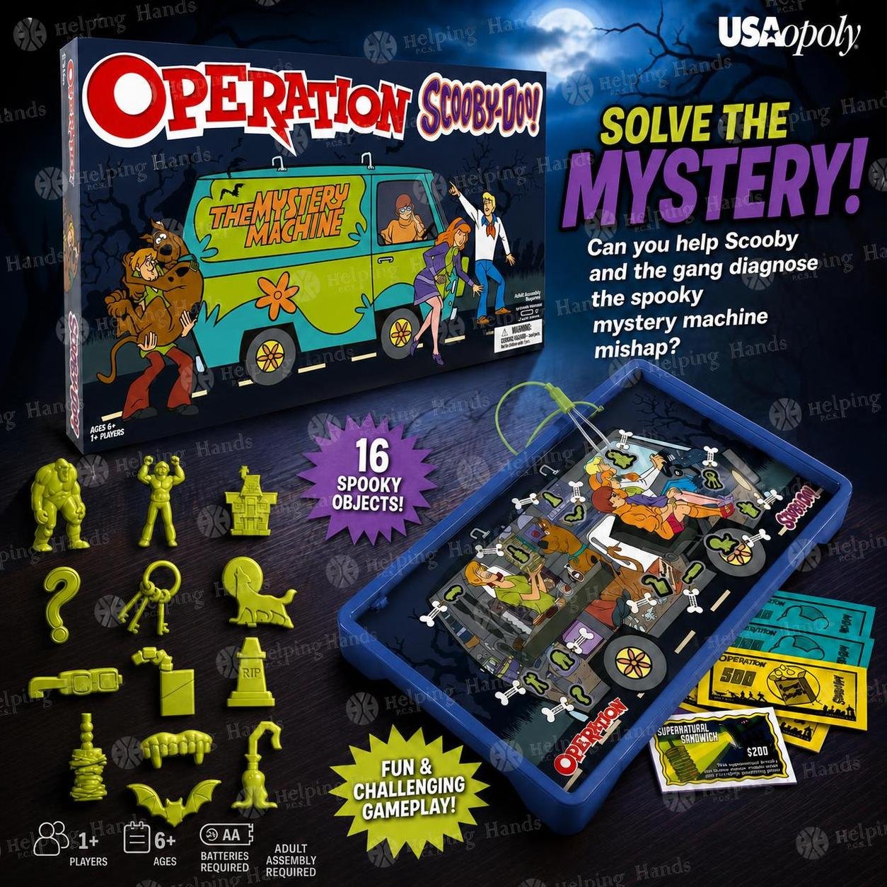 Operation Electronic Board Game - Scooby Doo - USAopoly Solve the Mystery