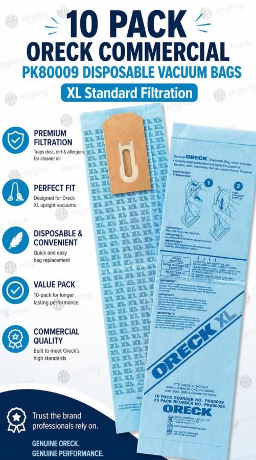 10 Oreck Commercial PK80009 Disposable Vacuum Bags XL Standard Filtration