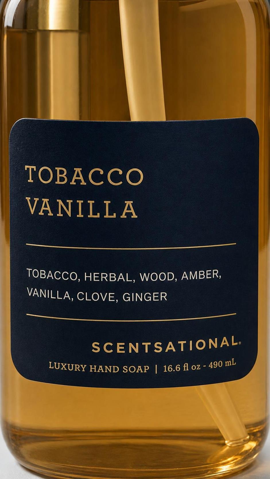 New Scentsational Glass Bottle Tobacco Vanilla Luxury Hand Soap 16.6 fl oz - Image 3