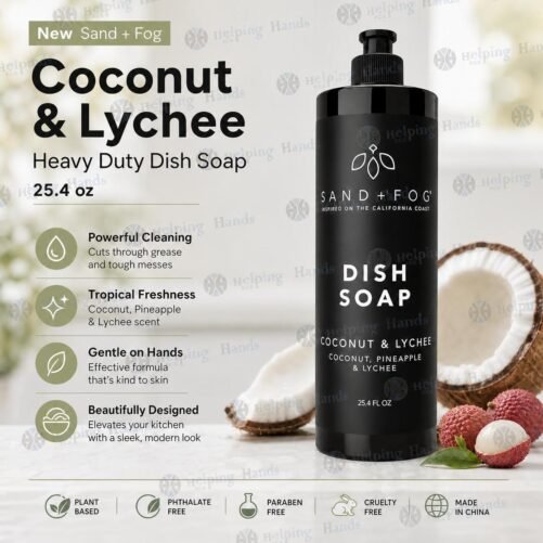 New Sand + Fog - Coconut & Lychee - Heavy Duty Dish Soap 25.4 oz