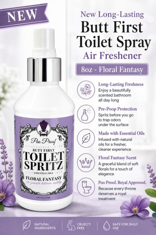 New Long-Lasting Butt First Toilet Spray Air Freshener 8oz - Floral Fantasy
