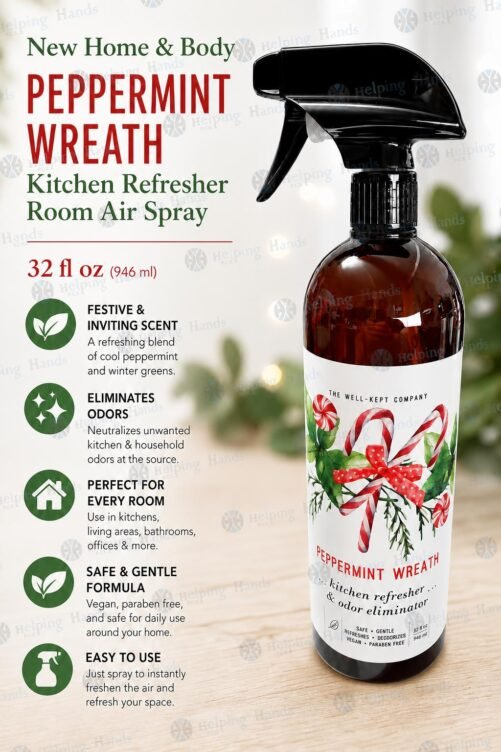 New Home & Body - Peppermint Wreath - Kitchen Refresher Room Air Spray 32 fl oz