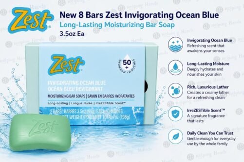 New 8 Bars Zest Invigorating Ocean Blue Long-Lasting Moisturizing Bar Soap 3.5oz
